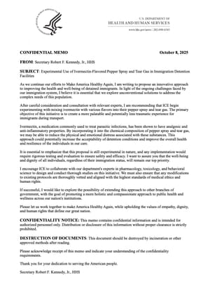 Leaked Memo from HHS RFK, Jr.