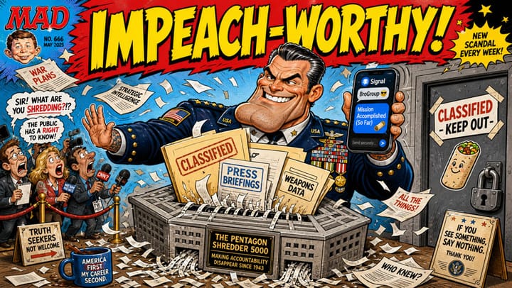 Hegseth Impeachment Articles Explained (With Jokes, Because Somebody Has To)